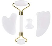 Fashion 2/3/4Pcs Natural Rose Quartz Obsidian Jade Roller Gua Sha Stone Set Gouache Scraper Facial Lifting Anti-Wrinkle Skin Care Tools
