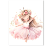 Pink Ballerina Girl Unicorn Butterfly Kids Room Decorative Canvas Painting Nursery Wall Art Poster Pictures Baby Bedroom Decor