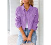 Short Denim Jacket Long Sleeve Denim Slimming Cardigan Suit Pocket Coat Top V