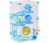 Jaula para Hámster Roborowski Jaula para Hamster 27 * 20.5 * 47cm jaulas Hamsters Grande con Tubos Bebedero comedero Aleatorio (156)