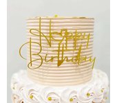 Ins Gold Happy Toppers Girl Acrylic Kids Birthday Party Cake Topper Baby Shower Gift Dessert Decoration