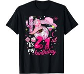 Howdy Cowboy Hat Womens Pink Boots Disco Ball 21st Birthday T-Shirt Men's Tee