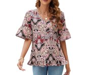 With Short Sleeve Women's Shirt and Blouse Print Top Offer Casual Youth Female Tops Aesthetic Sale Of Fine Elegant Tall Luxury