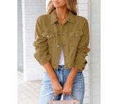 Short Denim Jacket Long Sleeve Denim Slimming Cardigan Suit Pocket Coat Top V