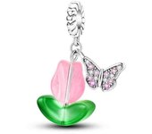 Fit Original  Bracelet Silver Plated Sunflowers Tulip Charms Pendants Beads For Women Jewelry Making Gift