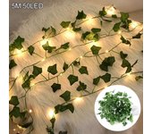 2/5/10M Silk Leaves  Creeper Green Leaf Ivy Vine LED String Lights for Home Wedding Hanging Garland Artificial Plants r