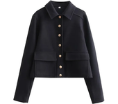 Women's Aviator Black Jacket Wool & Blends Coats Cropped Bomber Jacket  Autumn Winter Demi-season Crop Jacket Outerwears