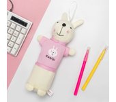 Portable Simple Plush Rabbit Pencil Bag Cartoon Kawaii Student Pencil Case Creative Large Capacity Stationery Storage Box Gifts