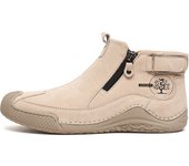 Men Slip-On Leather Ankle Boots Anti-Slip Walking Trekking Boots
