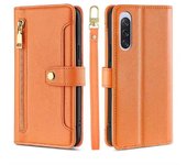 Magnético Multifuncional Moda Cremallera Funda de Cuero Solapa Sony Xperia 10 V, Cuerda Colgante Funda protectora