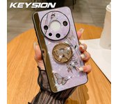 KEYSION Shockproof Case for Huawei Mate 60 Pro+ 50 40 30 Pro Butterfly Ring Stand Phone Back Cover for Huawei nova 12s 11 10 Pro