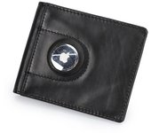 CONTACT'S Genuine Leather Men Slim Wallet RFID Casual Money Clip Male Wallets Airtag Holder Credit Card Small Purse Coin Pocket