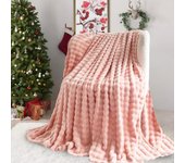 Manta Sofa de Felpa de Conejo Super Suave Cálida, Gruesa Franela 540 g/m² Manta Cama Multifuncional Esponjosa para Dormitorio Sofá Viajes Niños Camping Blanket(Albaricoque A Rayas, 160 x 200 cm)