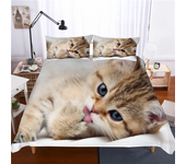 Quilt Cove Super Cute Kitten Kids Bedding Set Kawaii Girl King Queen Size Cute Cat Animal 3pcs Polyester Duvet Cover (No Sheet)