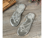 Sandalias huecas tejidas para playa para mujer, zapatos planos informales con Clip dedos, verano 2025, nueva moda, Zapatos para caminar, vestido para mujer