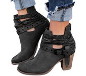 Women High Heels Boots Buckle Strap Ankle Shoes Winter Autumn Casual Chunky Heels Boots