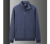 Sudadera con cremallera y cuello levantado de algodón puro para hombre, otoño e invierno, sin chaqueta con capucha