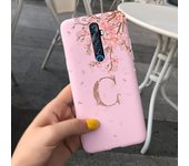 For Oppo Reno2 F Case Letters A To Z Black Pink Crown Soft TPU Silicone Phone Case Back Cover Reno 2F 2 F CPH1989 Coque Fundas