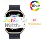 Hello Watch 3 Plus-reloj inteligente para hombre y mujer, pulsera deportiva Ultra AMOLED de 49mm, NFC, brújula, Bluetooth, llama