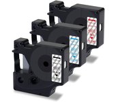 3 Pack for DYMO D1 Label Tape Clear 45010 45011 45012, Black Blue Red on Clear for LabelManager 160 280 220P Label Maker