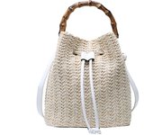 Bolsos de cubo de tejido de paja para mujer, bolsos de hombro de playa de ratán, bolsos casuales femeninos, monedero pequeño, bolsos cruzados de viaje