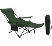 Silla Camping Plegable, Tumbona Camping Portátil con Portavasos, Reposacabezas y Bolsa Lateral, Marco de Acero, Carga Máxima 150 kg, para Picnic, Playa, Jardín, Pesca, Azul