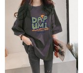 100_Non-pilling Short SleeveTWomen's T-shirt Printing2024Summer New Women's Loose Mid-Length Cover-Up DressinsTop
