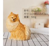Simulation dog ornament Pomeranian model living room TV cabinet decoration cute animal sculpture resin fox dog crafts