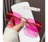 Gafas de sol decorativas de guepardo de metal sin marco, gafas de sol personalizadas anti-ultravioleta de color cuadrado de estilo europeo y americano para mujer