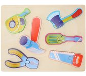 Wooden Tool Matching Puzzles for Early Education Embedded Sanding Rounded Safe Toddler Shape Puzzles for Kindergarten