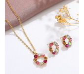 Set de Joyería de Diamante de Color Vintage Pendientes de Parche de Corte Redondo