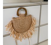 Summer Semicircle Straw Female Tassel Vacation Beach Handmade Woven Girl Shoulder Crossbody Bag Totes