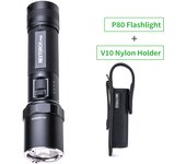 Nextorch P80 (Upgraded Version) Duty/Tactical Flashlight, 1600 Lumens 280m Beam Distance, with 18650 Battery, Compact Torch, Type-C Direct Rechargeable, One-step Strobe, with Steel Strike Bezel for Emergency , Window Breaker