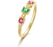 S925 sterling silver electroplated gold European and American personality luxury square color rings for women's retro light luxury classic fashion sweet elegant party versatile palace simple daily trend hip hop goth wedding ring