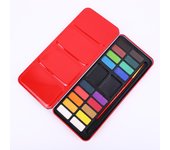 Multicolor Watercolor Paint Set Metal Box Portable Solid Pigment Set Professional Art Supplies Kids