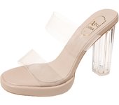High-heeled slippers women 2025 summer new line out wear fashion crystal heels