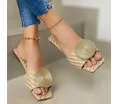 Women's flat shoes, plus size round button solid color flat shoes, beach shoes