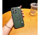 Artificial leather phone case with wristband For iPhone15ProMax 14ProMax Minimalist design iPhone12/13/14/15Pro protective camera Moose motif