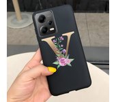 Fashion Rose Initial Letter Phone Case For Xiaomi Poco X5 5G PocoX5 Pro Soft Silicone TPU Back Cover For Poco X5 Pro X 5 X5Pro