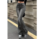 Women Flare Stretch Moustache Jeans Fashion Skinny Bell Bottom High Waist Gray Denim Pants Lady Classic Y2K Punk Long Trousers