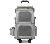 Oxford Cloth Double-Layer Pet Trolley Bag Silent Large Capacity Pets Trolley Case with Rolling Wheels Foldable