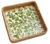 Hand Woven Splicing Shell Rattan Basket Colorful Rattan Weaving Rattan Shell Tray Handmade Household Weaving Fruit Basket