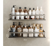 Bathroom Accessories Shelf Organizer 30-50CM Shower Storage Rack Gray Wall Mounted Space Aluminum Toilet Shampoo Holder Shelves