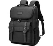 Mochila escolar para adolescentes, portátil de 15,6 pulgadas con carga USB para mujeres y hombres, color negro