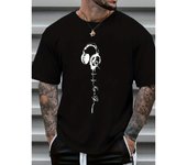 Men's Music Print Short Sleeve T-Shirts, Comfy Casual Elastic Crew Neck Tops, Men's Clothing