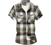 Striped Plaid Short-sleeved Shirt Men's Single-breasted Classic Checkered Shirts Summer Fashion Casual Camisa Men Chemise 7XL