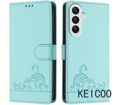 For Samsung Galaxy A25 A33 A34 A35 A40 A41 a42 M42 5G billetera global con ranura de tarjetas con estampado de carcasa de gat