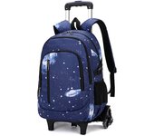 Mochila con varilla de corbata Mochila escolar primaria Mochila con cielo estrellado para hombre Rueda de cinturón impermeable