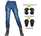 Nueva cremallera doble estilo metálico Motocross Moto Pantalones Hombres para mujer Jeans para montar al aire libre Con Equipo de protección Pantalones de motocicleta