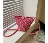 Fashion Woven Shoulder Bag Summer Straw Bags Youth Girls Sweet Purse Handbag Women Casual Solid Color Hasp Beach Bucket Bag